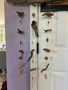Wind hanging decor handmade using driftwood and fro Potomac River